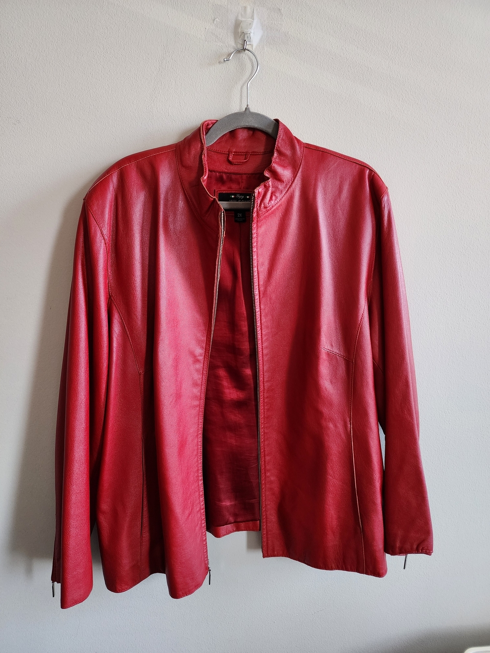 Women’s WILSON LEATHER Red MOTO Jacket PELLE SIZE 2X - Picture 9 of 15